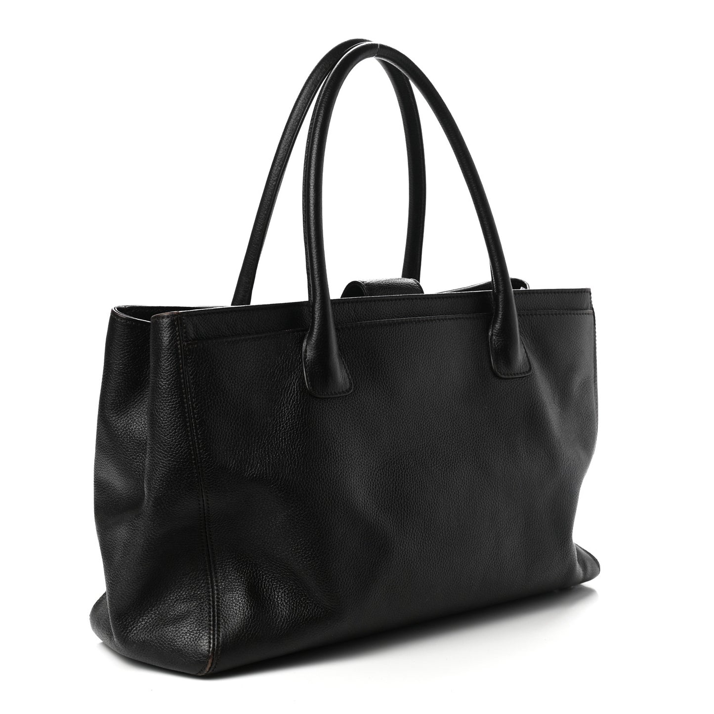 Calfskin Cerf Executive Shopper Tote Black
