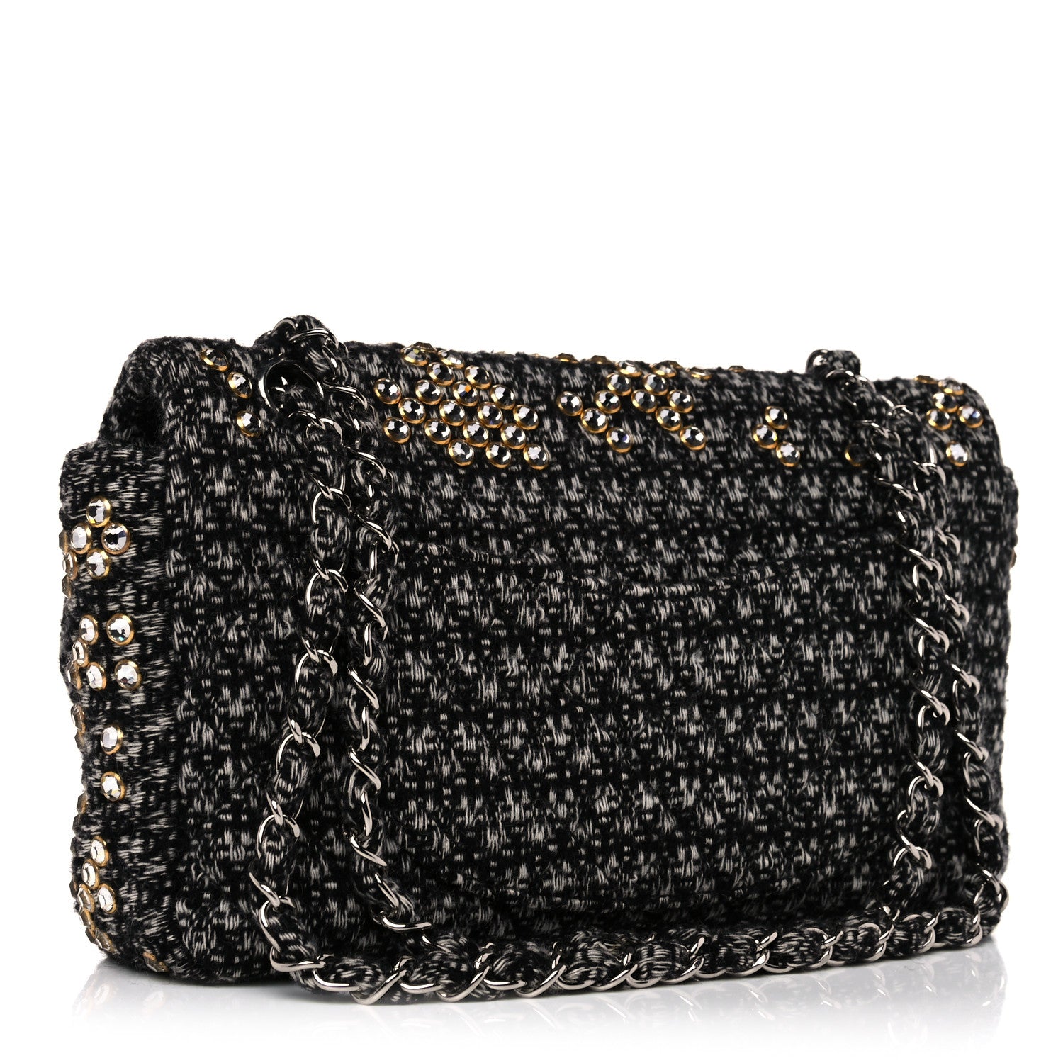 Chanel Crystal Tweed Quilted Medium Single Flap Black 3 of 10