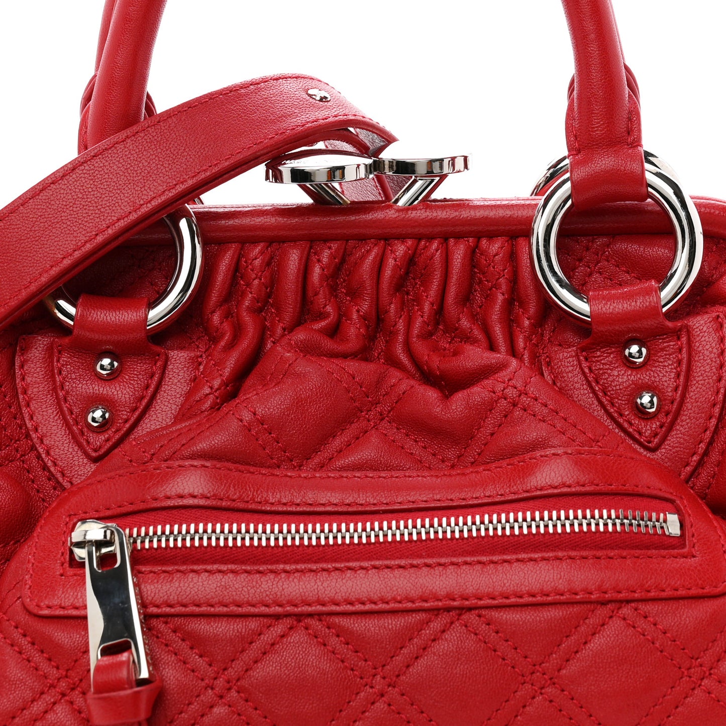 Calfskin Quilted Leather Stam Bag Red