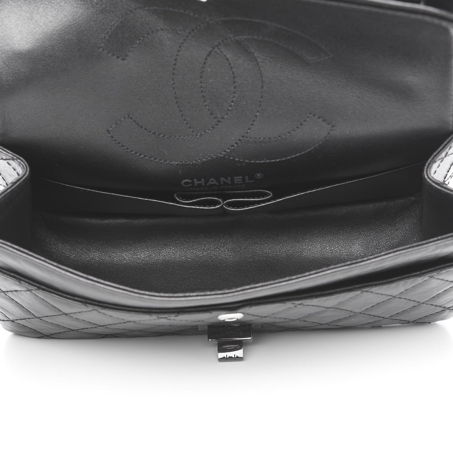 Aged Calfskin Quilted 2.55 Reissue 225 Flap So Black