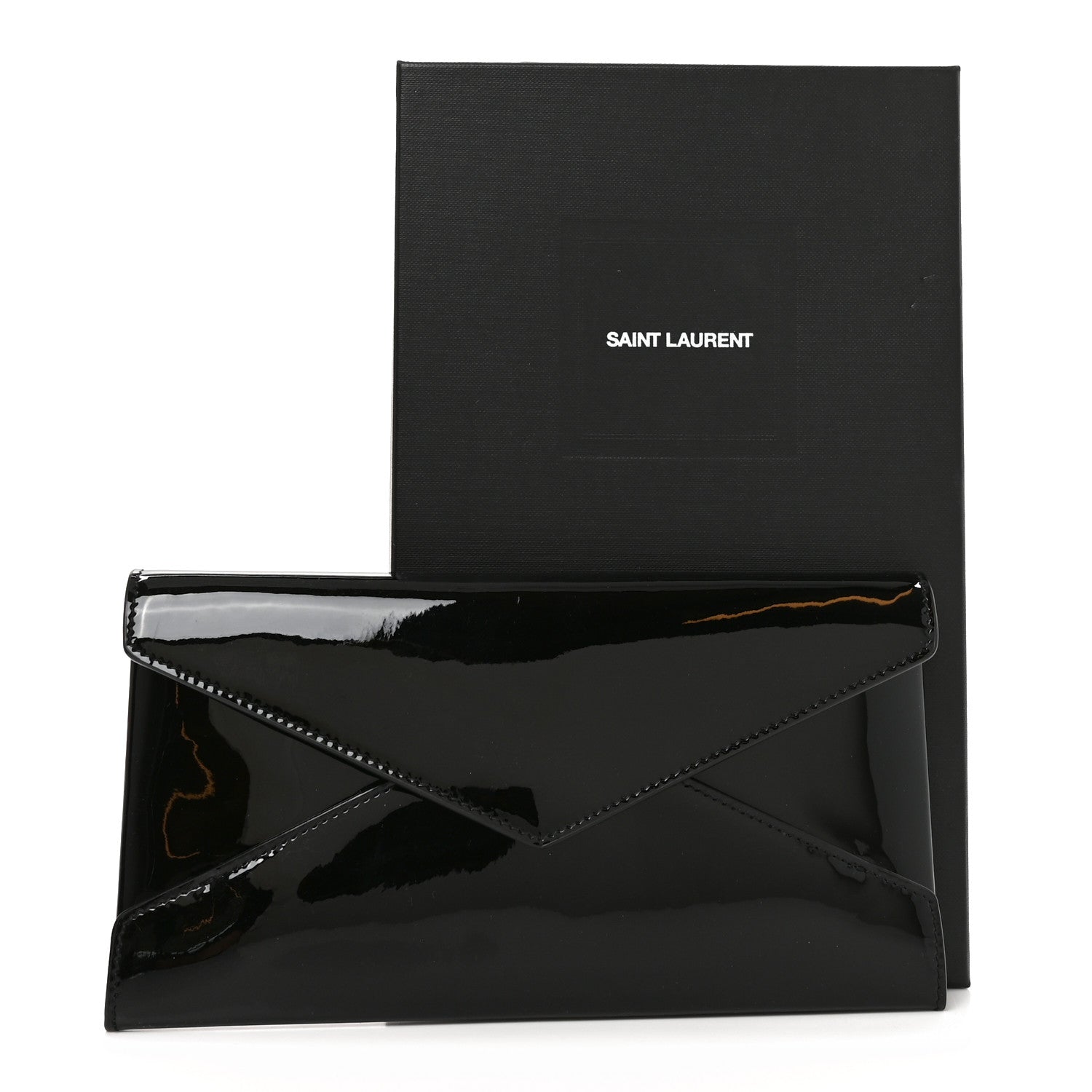 Saint Laurent Patent Paloma Envelope Clutch Black Black 7 of 7