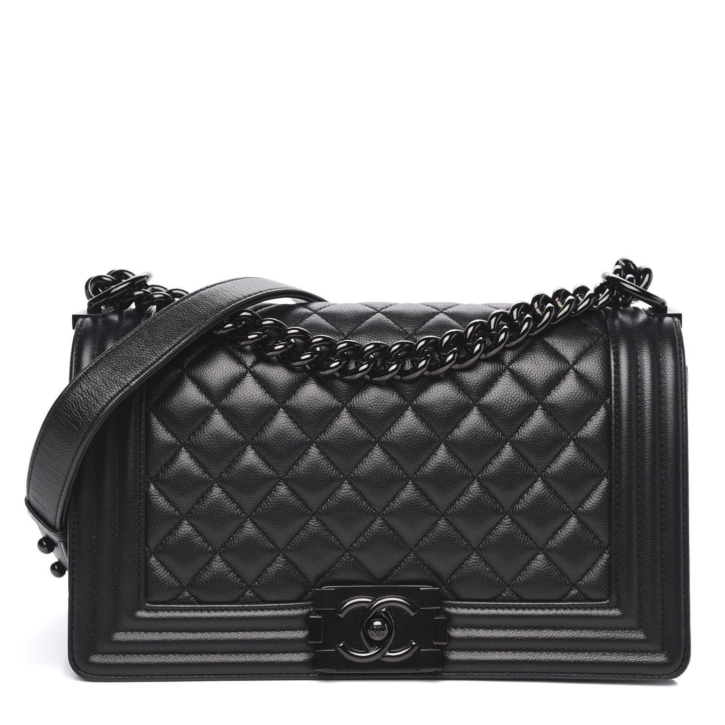 Caviar Quilted Medium Boy Flap So Black
