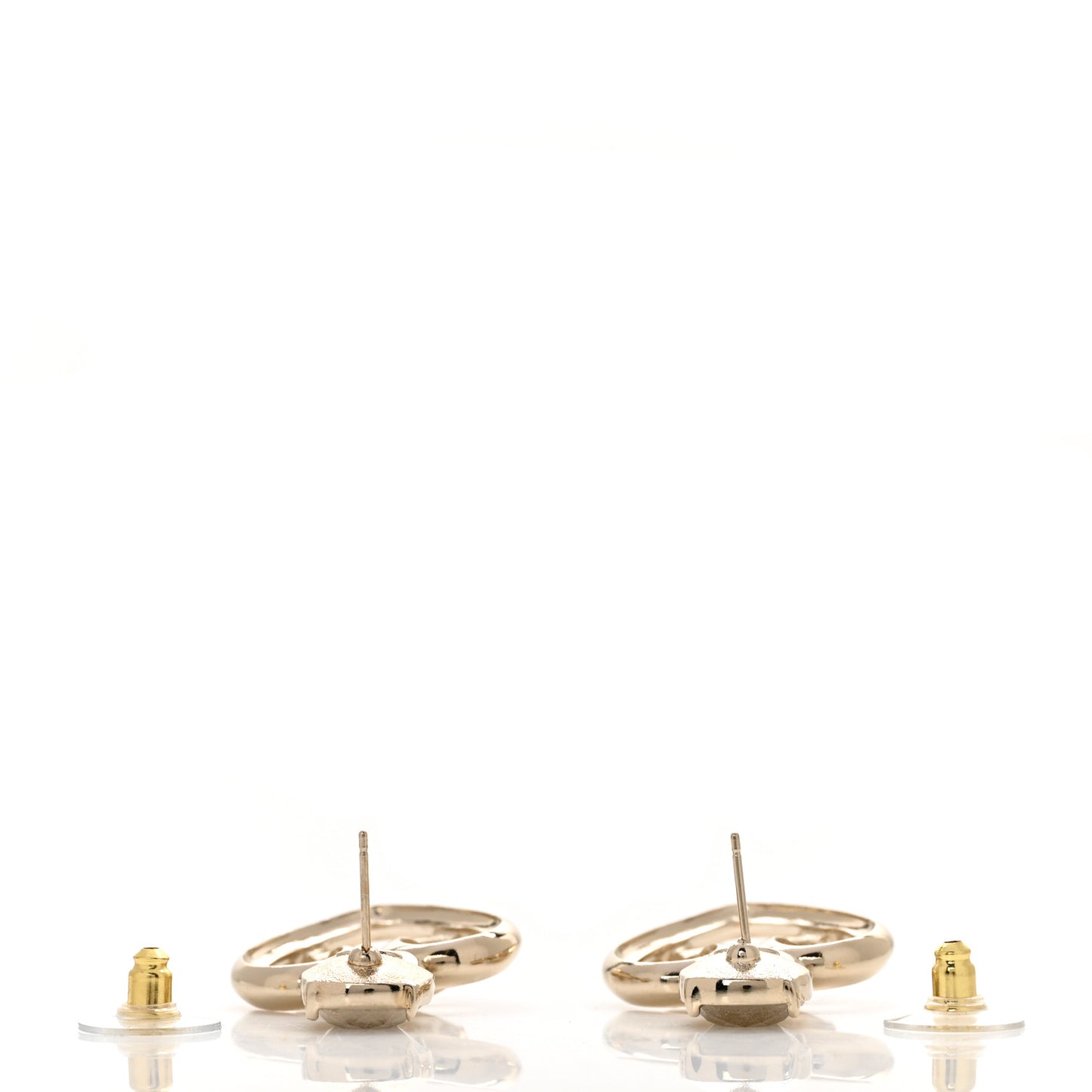 Metal Strass CC Heart Drop Earrings Gold
