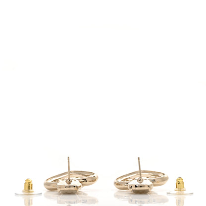 Chanel Metal Strass CC Heart Drop Earrings Gold 3 of 4