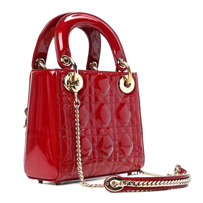Christian Dior Patent Cannage Mini Lady Dior Red 2 of 5