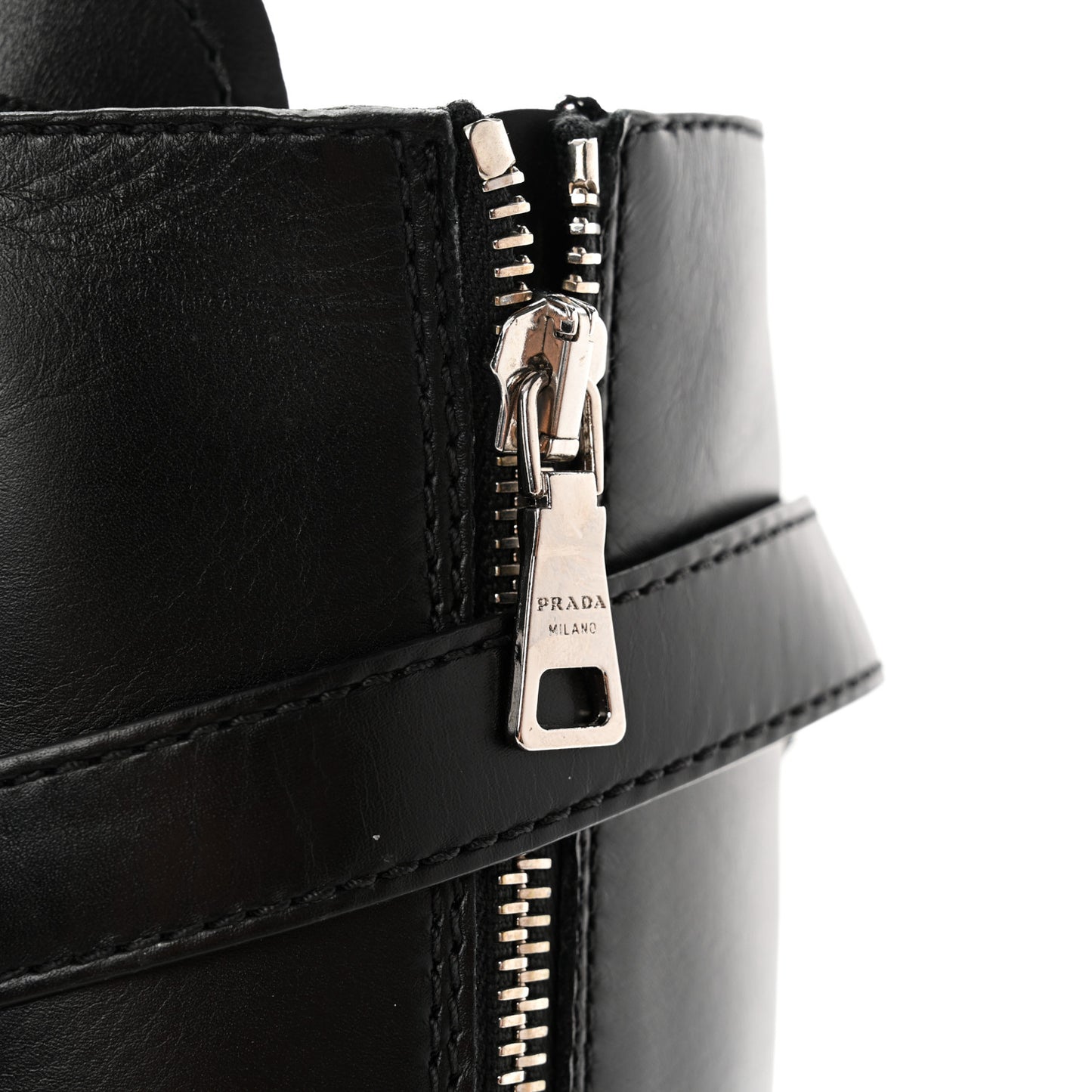 Vitello Lux Nylon Metal Triangle Logo Monolith Pouch Pocket 55mm Tall Combat Boots 36.5 Black