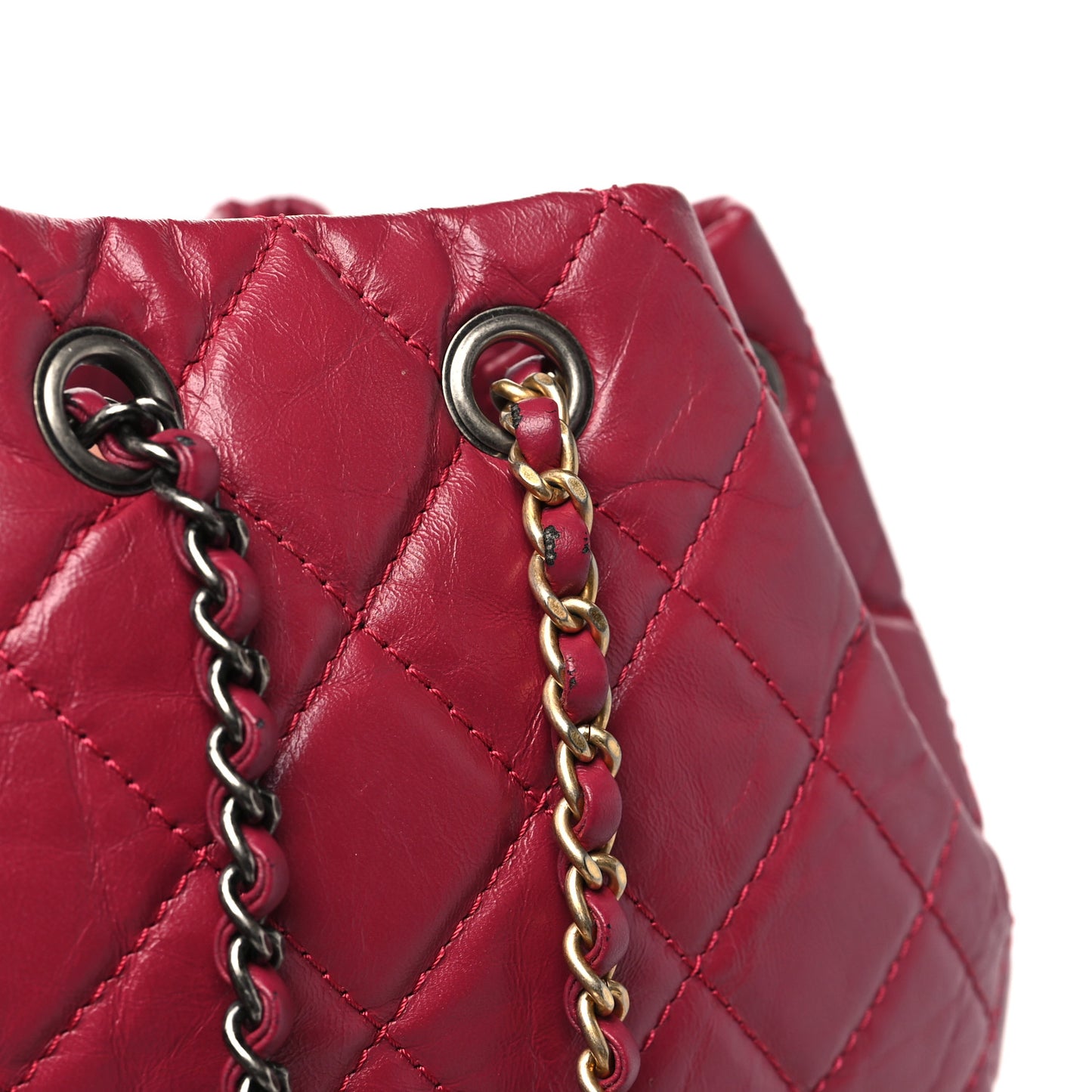 Aged Calfskin Quilted Small Gabrielle Backpack Dark Pink
