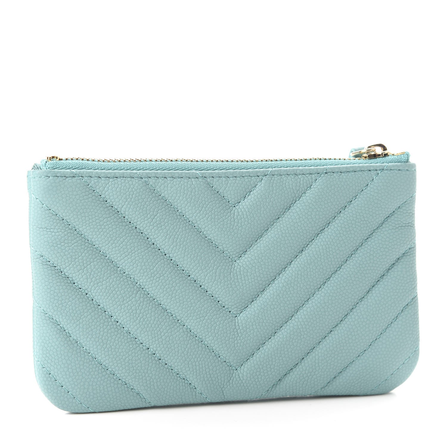 Chanel Caviar Chevron Quilted Small Cosmetic Case Green 3 of 8