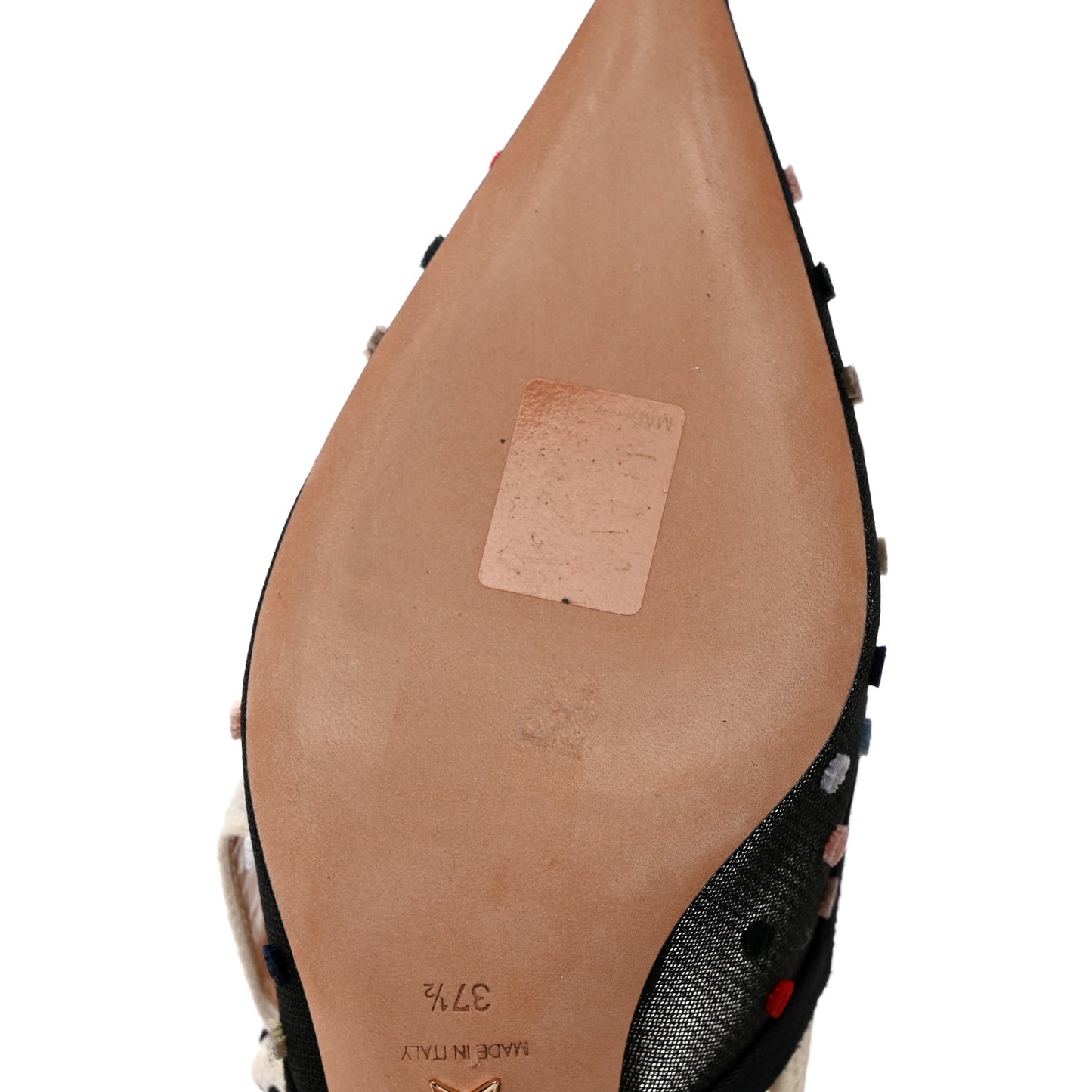 Mesh Ribbon Velvet Mini Dot J'Adior Slingback 65mm Pumps 37.5 Black Multicolor