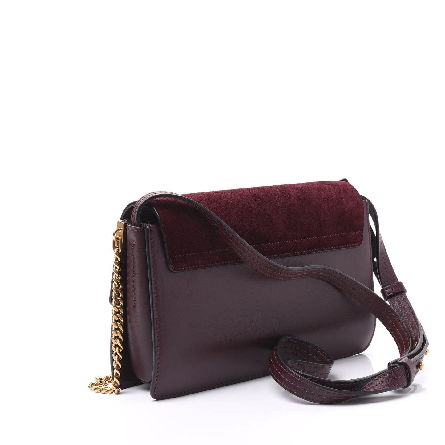 Suede Calfskin Studded Small Faye Shoulder Bag Dark Purple
