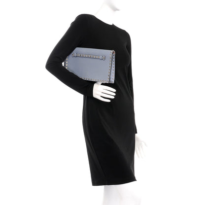 Valentino Garavani Nappa Rockstud Wristlet Clutch London Stone 2 of 8