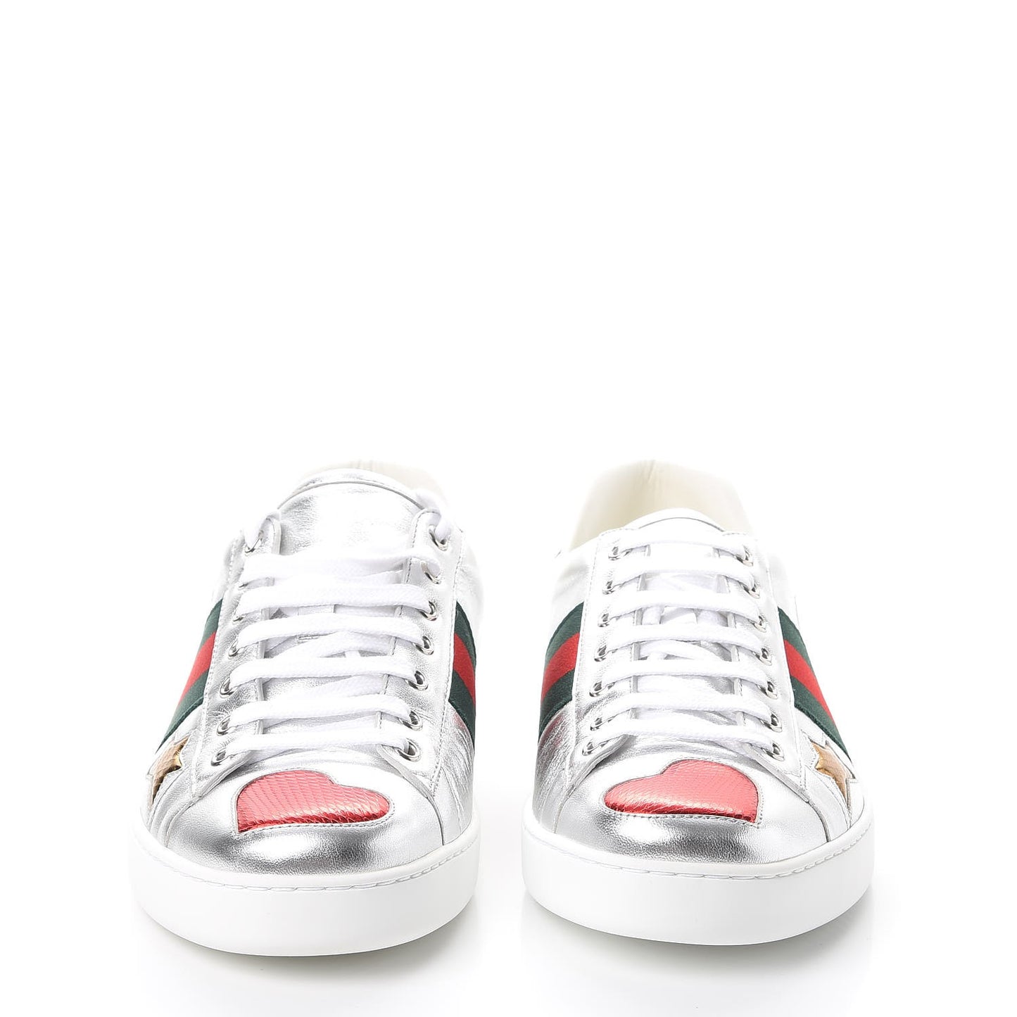 Metallic Nappa Ayers Web Lightning Bolt Embroidered Mens Ace Sneakers 9.5 Silver