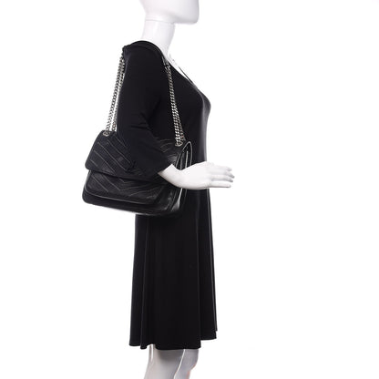 Saint Laurent Lambskin Matelasse Monogram Microstud Medium Niki Chain Satchel Black 2 of 9