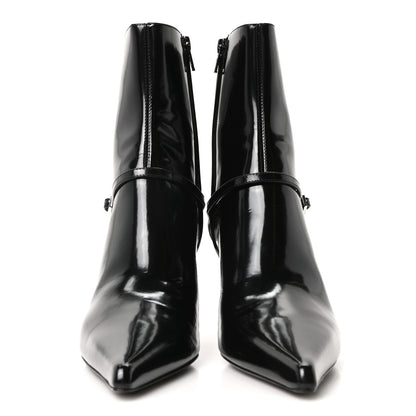 Saint Laurent Patent Vendome Buckle Ankle Booties 37 Black 3 of 9