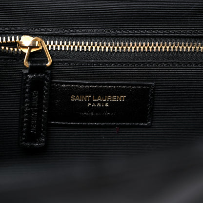 Saint Laurent Grain De Poudre Matelasse Chevron Large Monogram Satchel Black 7 of 21