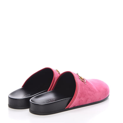 Gucci Softy Velvet Malaga Kid Womens Horsebit River Slippers 37 Light Raspberry Rose 4 of 11