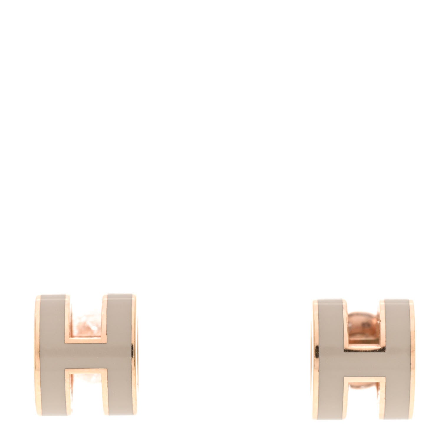 Hermes Rose Gold Lacquered Mini Pop H Earrings Marron Glace 1 of 5