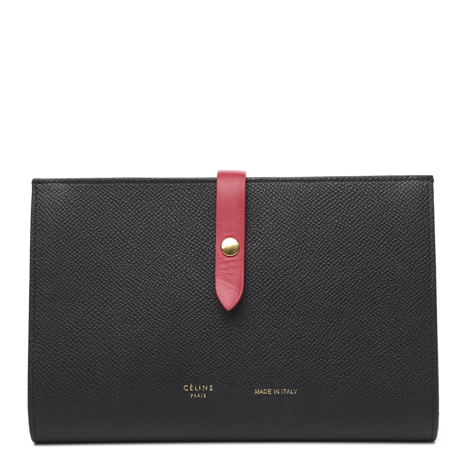 Celine Grained Calfskin Large Multifunction Strap Wallet Black 1 of 8