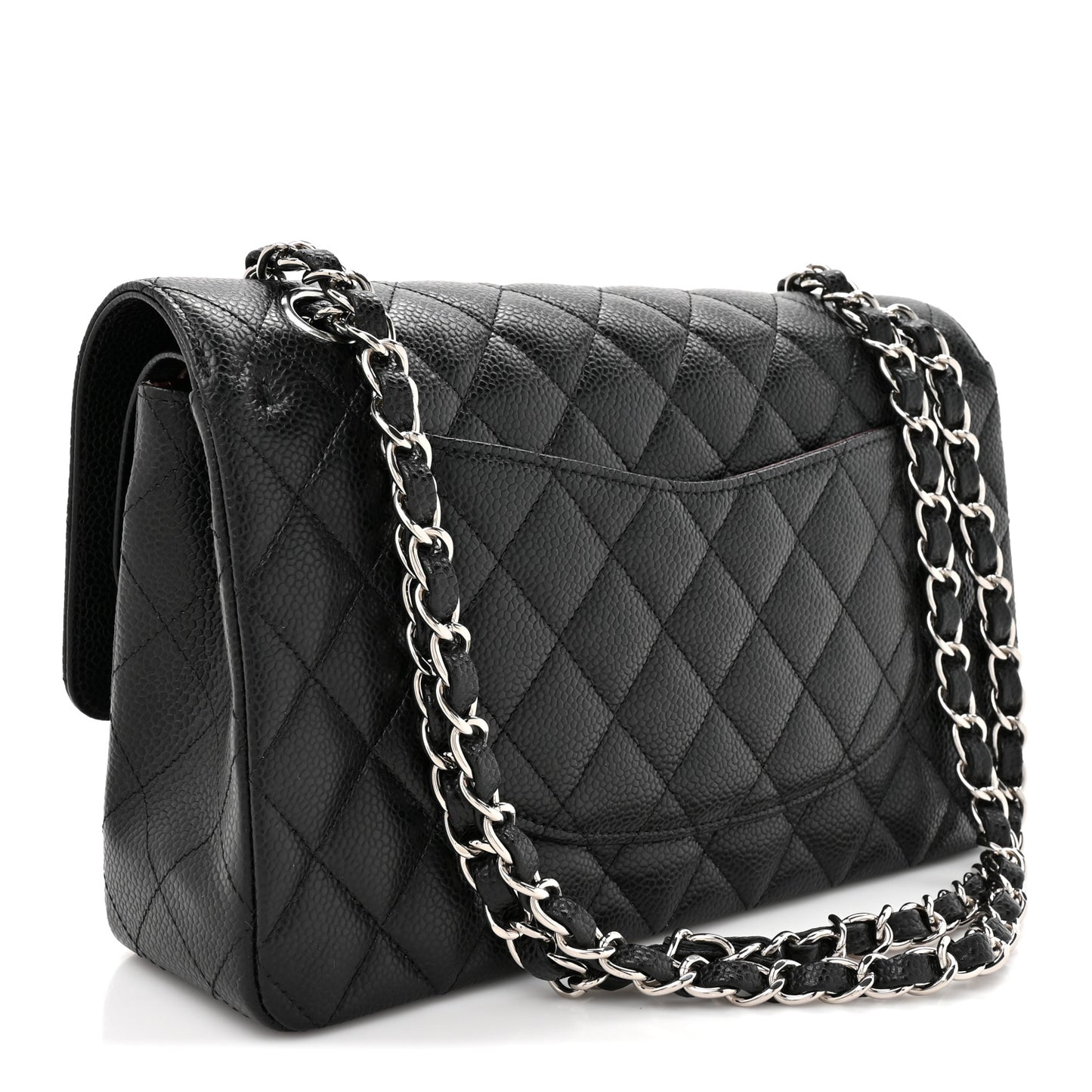 Caviar Quilted Medium Double Flap Black