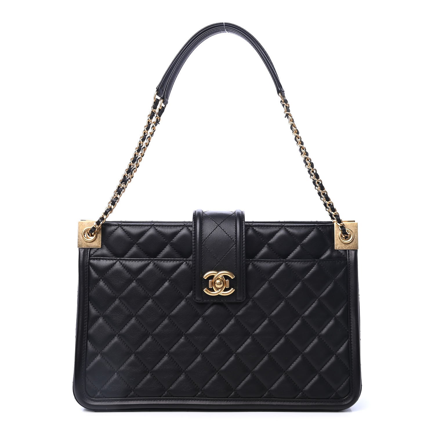 Chanel Lambskin Quilted Elegant CC Shopping Tote Black 1 of 4