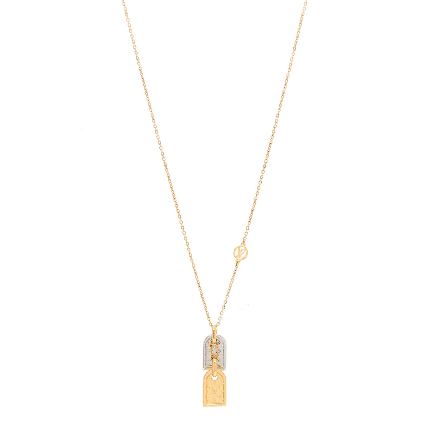 Louis Vuitton Nanogram Name Tag Necklace Gold 1 of 5