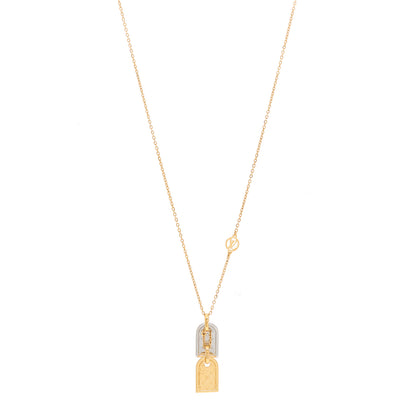 Louis Vuitton Nanogram Name Tag Necklace Gold 1 of 5