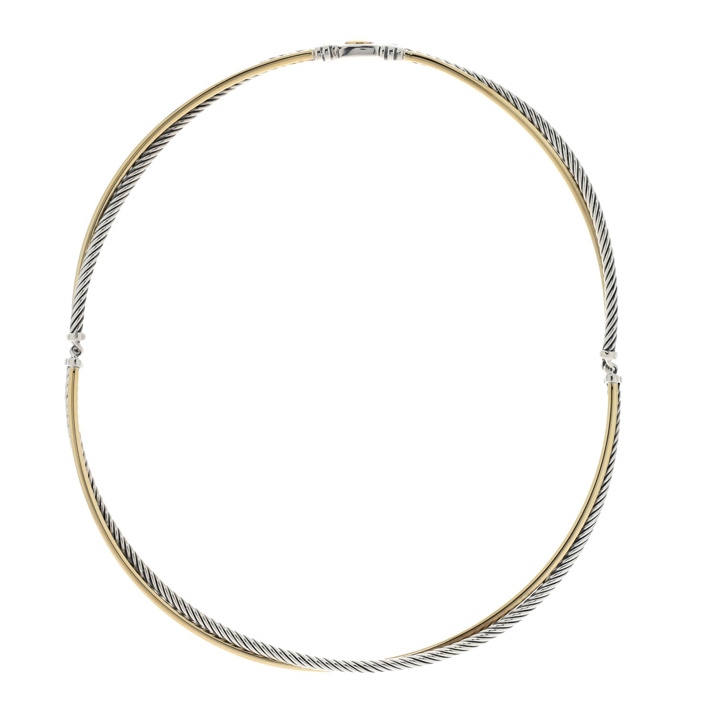 Sterling Silver 18K Yellow Gold Crossover Cable Choker Necklace