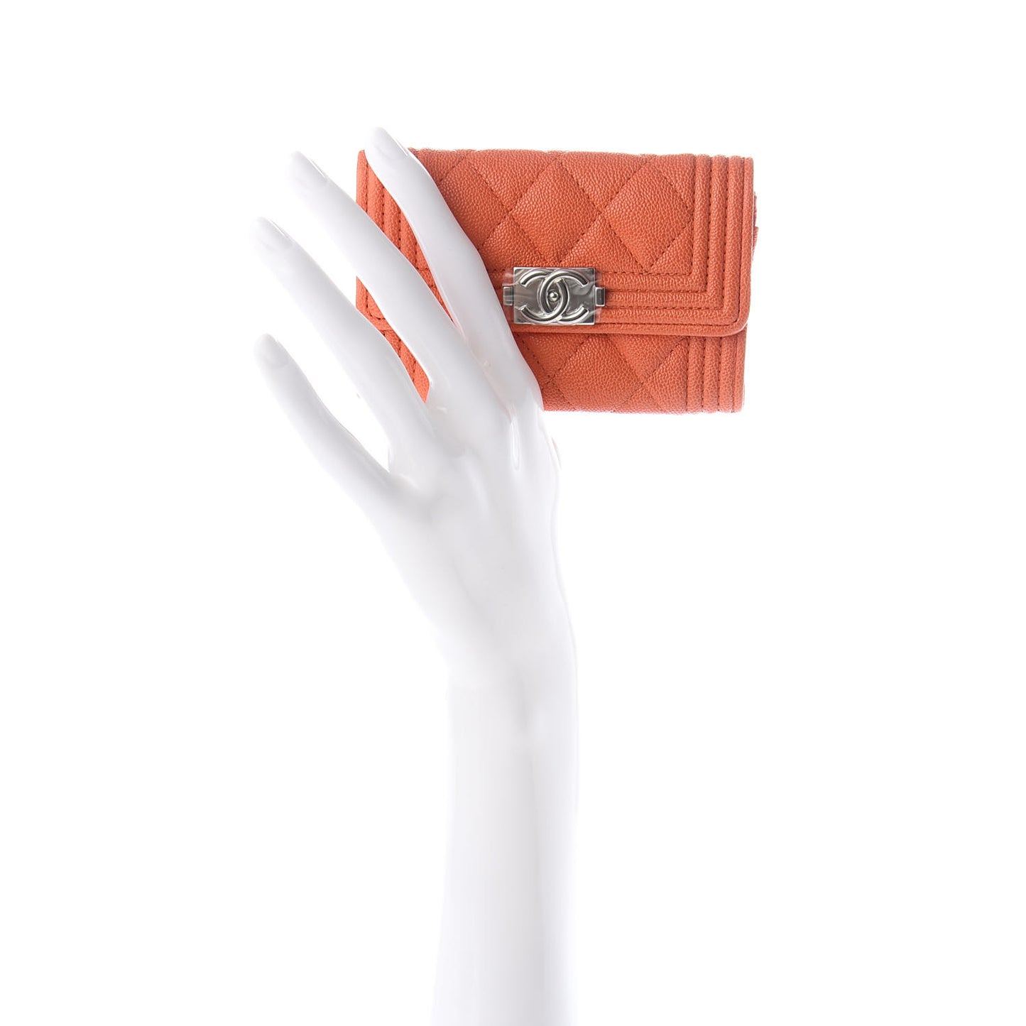 Caviar Quilted Boy Flap Card Holder Orange