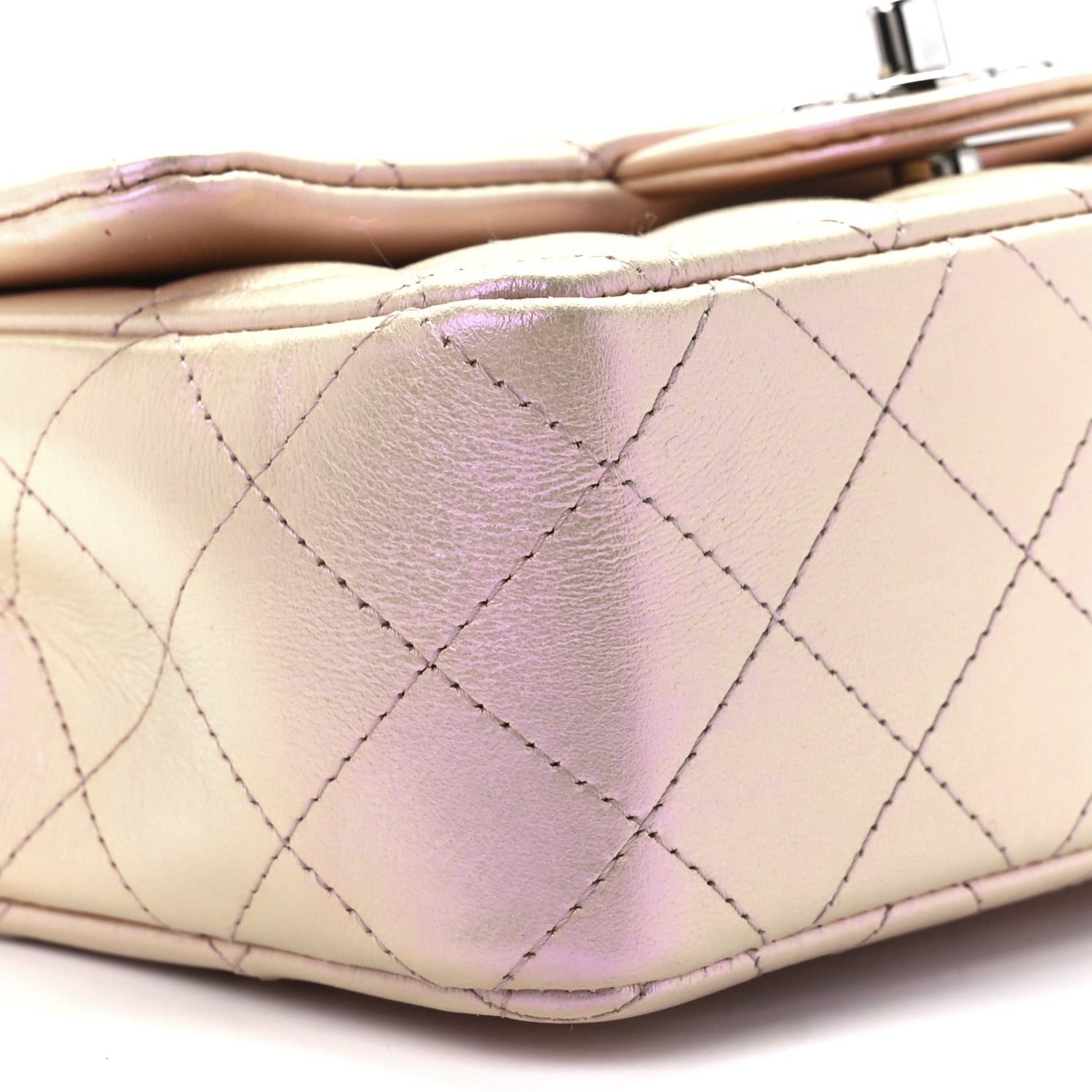 Chanel Iridescent Calfskin Quilted Mini Rectangular Flap Pink 11 of 13