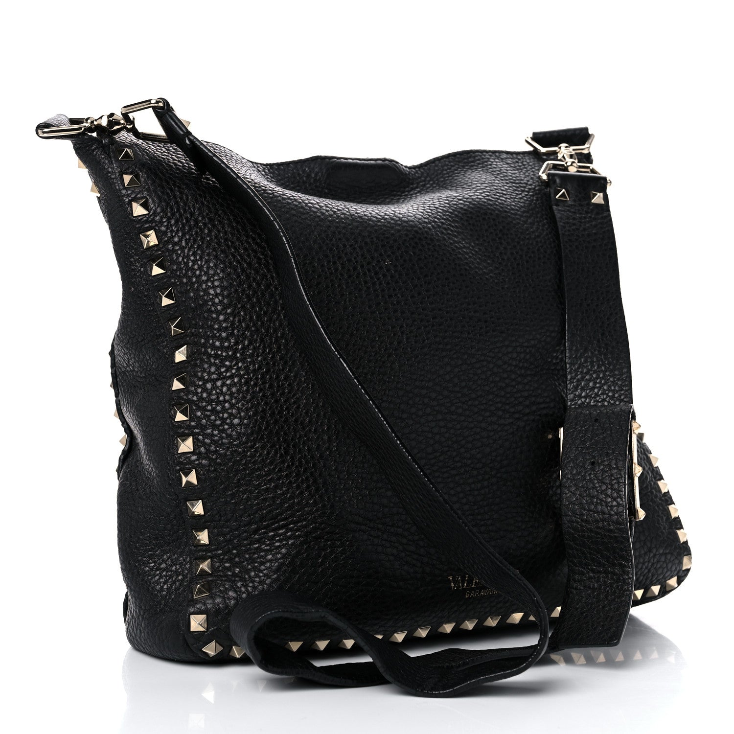 Valentino Garavani Pebbled Calfskin Large Rockstud Flip-Lock Messenger Bag Black 2 of 24