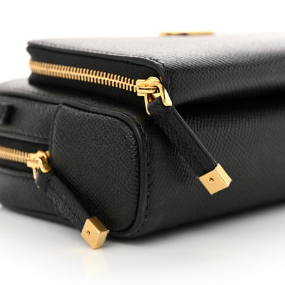 Christian Dior Grained Calfskin Caro Double Pouch Black 9 of 10
