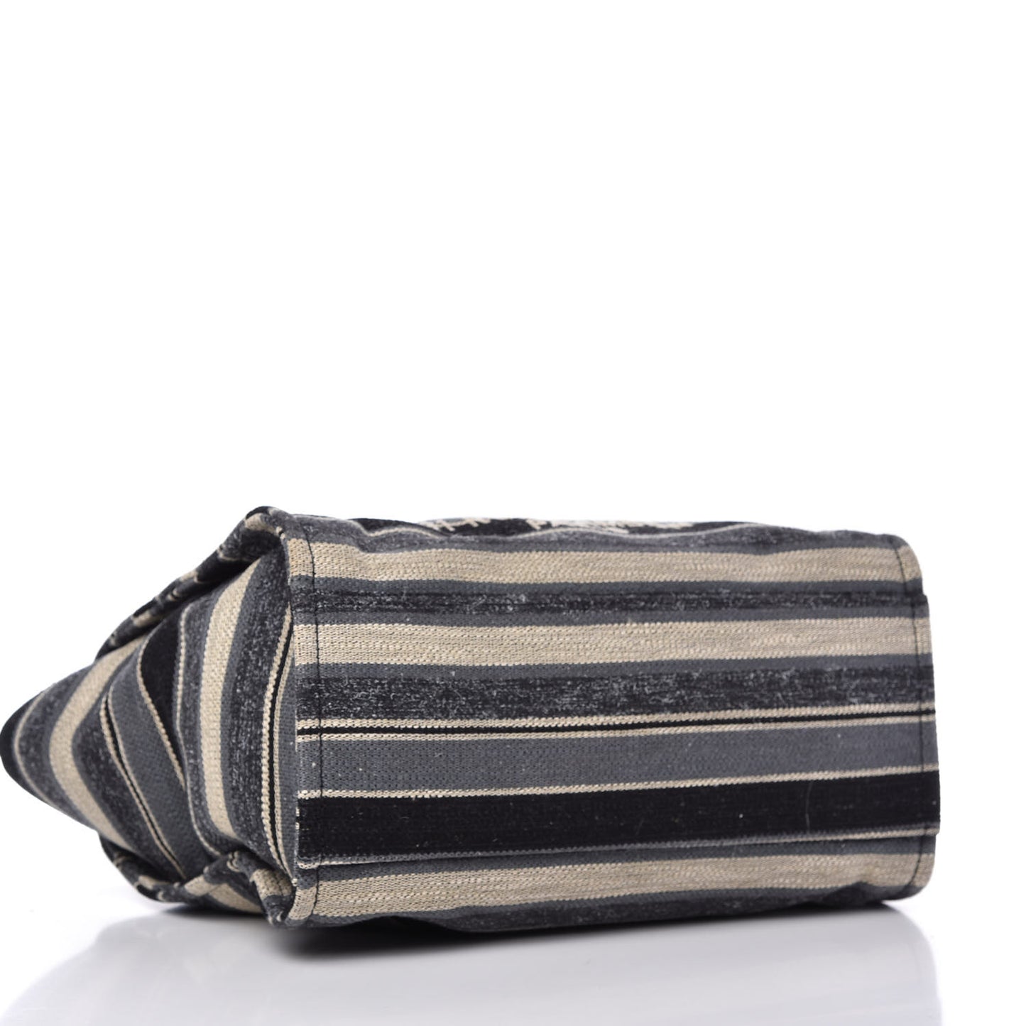 Striped Canvas Medium Deauville Tote Black
