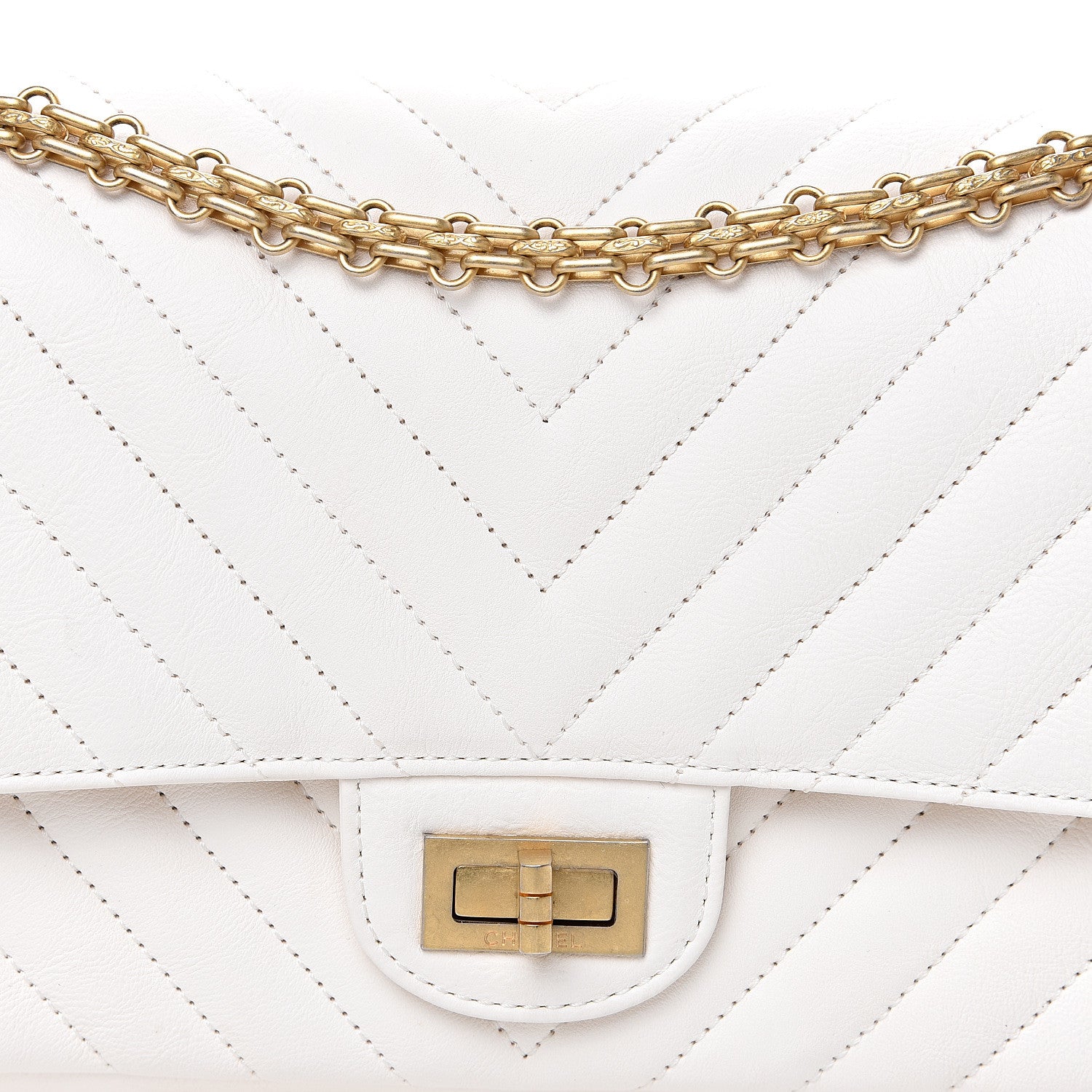 Chanel Aged Calfskin Chevron Quilted 2.55 Reissue 225 Flap White 12 of 12