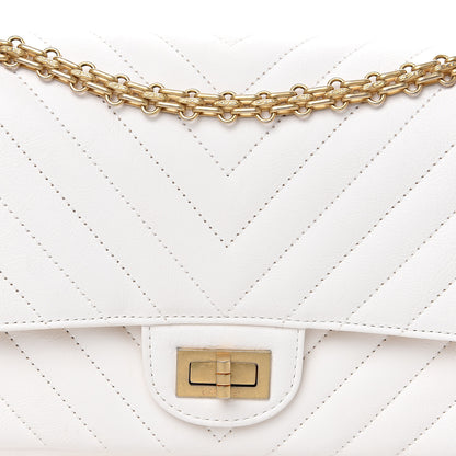 Chanel Aged Calfskin Chevron Quilted 2.55 Reissue 225 Flap White 12 of 12