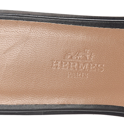 Hermes Box Calfskin Oran Sandals 37.5 Black 8 of 10