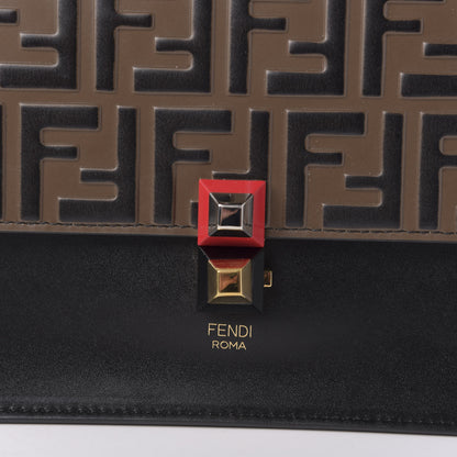 Fendi Vitello Liberty Bi-Color FF 1974 Embossed Kan I Shoulder Bag Black Maya 11 of 12