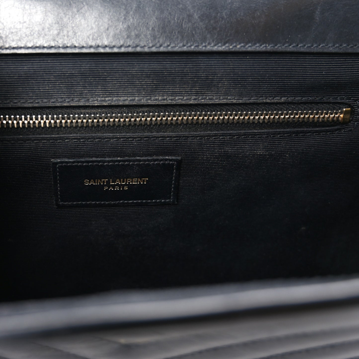 Smooth Calfskin Matelasse Chevron Large Monogram Satchel Black