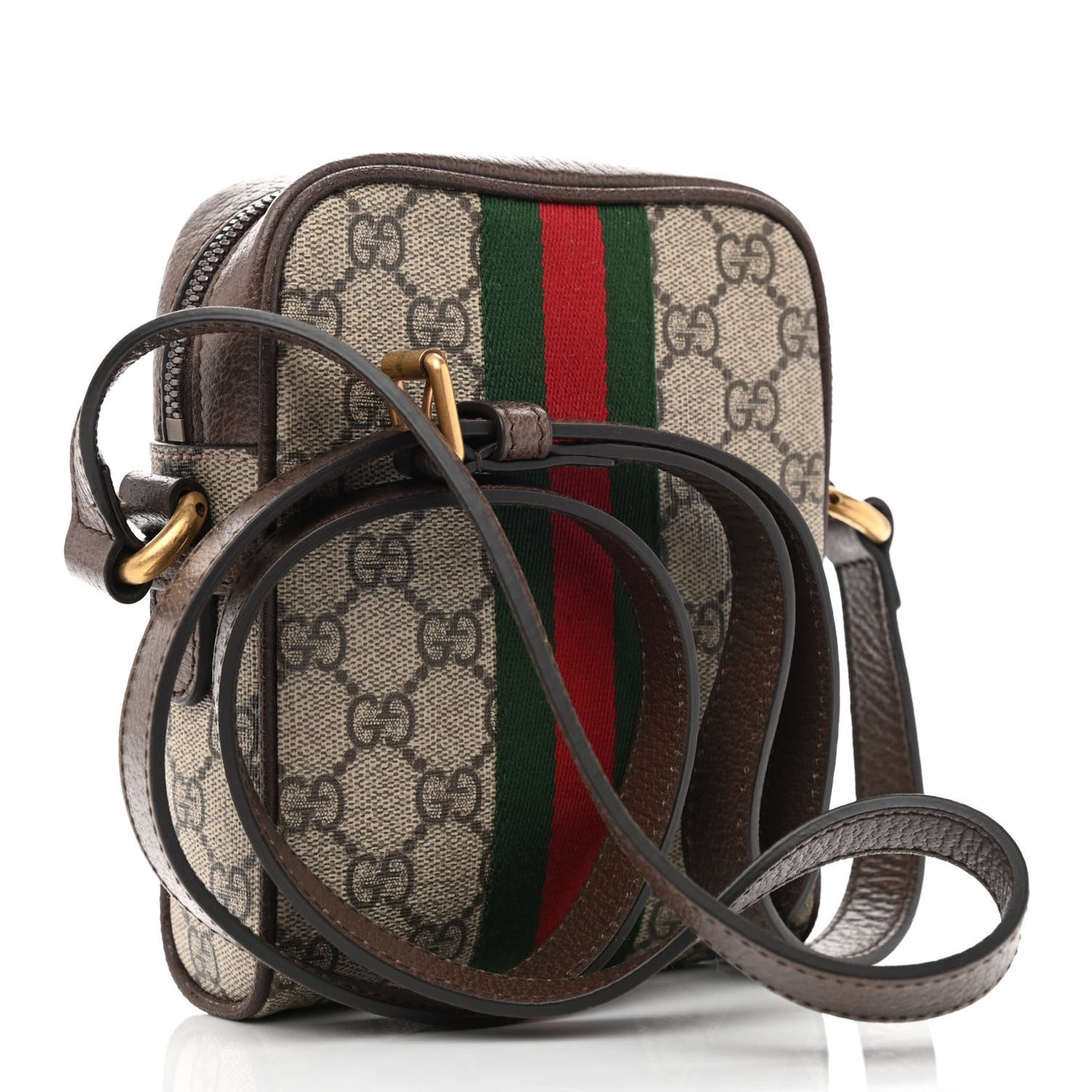 GG Supreme Monogram Web Mini Ophidia Messenger Brown