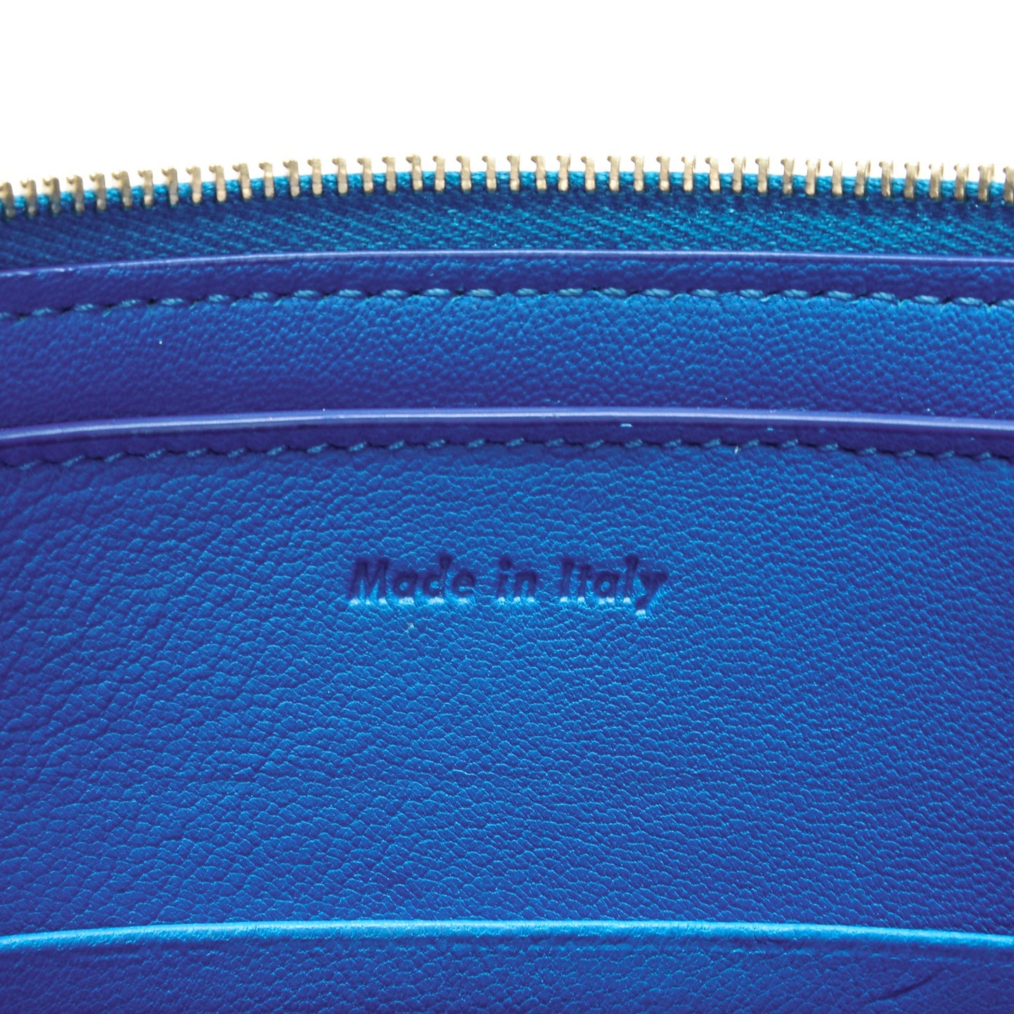 Lambskin Bi-Color Solo Clutch Pouch Bright Blue Peacock