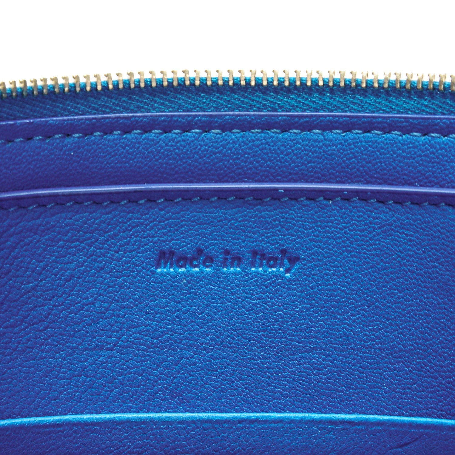 Celine Lambskin Bi-Color Solo Clutch Pouch Bright Blue Peacock 6 of 8