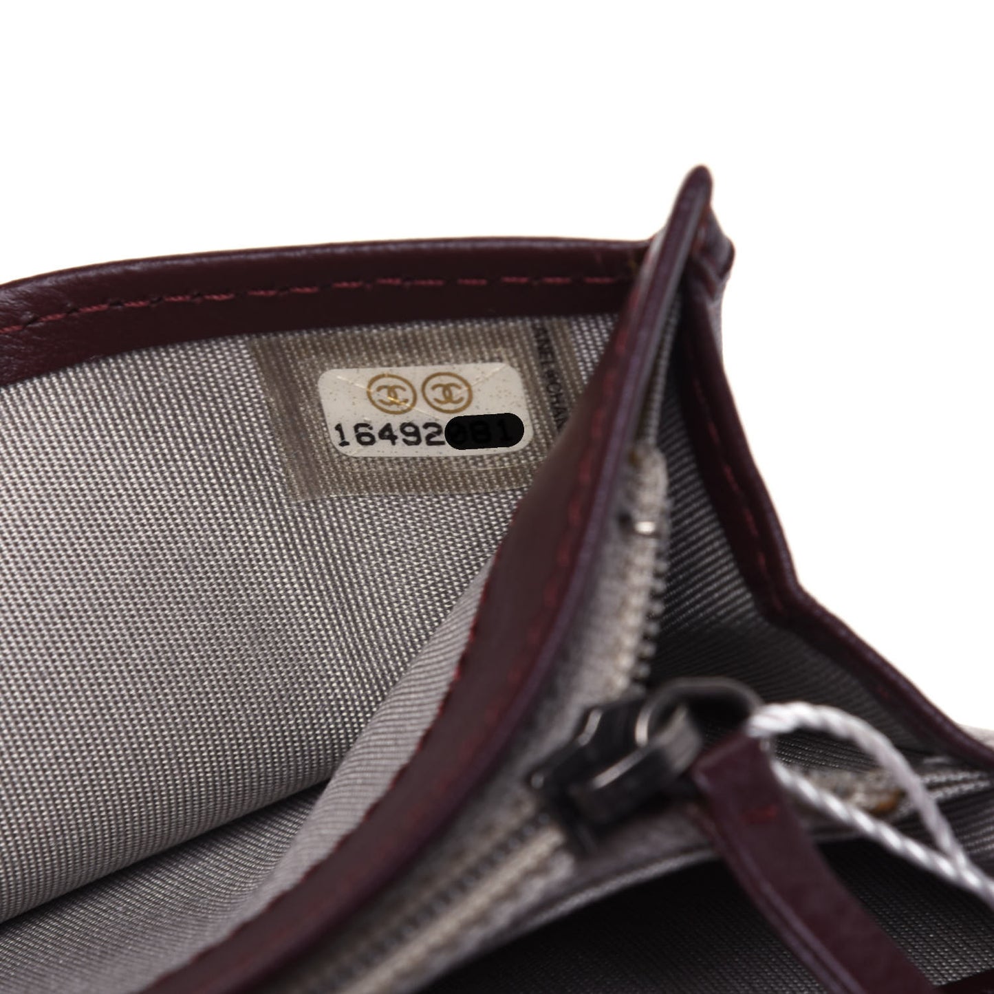 Lambskin Quilted Boy Yen Wallet Dark Red