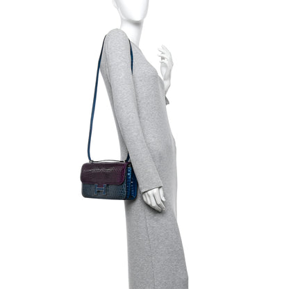 Hermes Shiny Niloticus Crocodile Constance Elan 25 Cassis Bleu Izmir Bleu Tempete 2 of 13