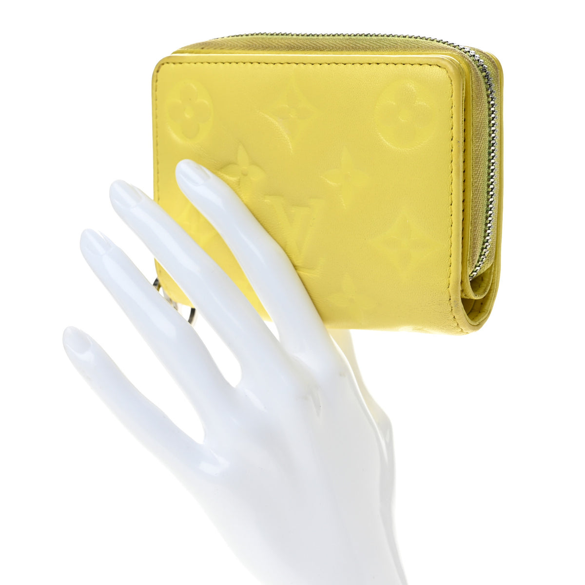 Lambskin Embossed Monogram Lou Coussin Wallet Yellow