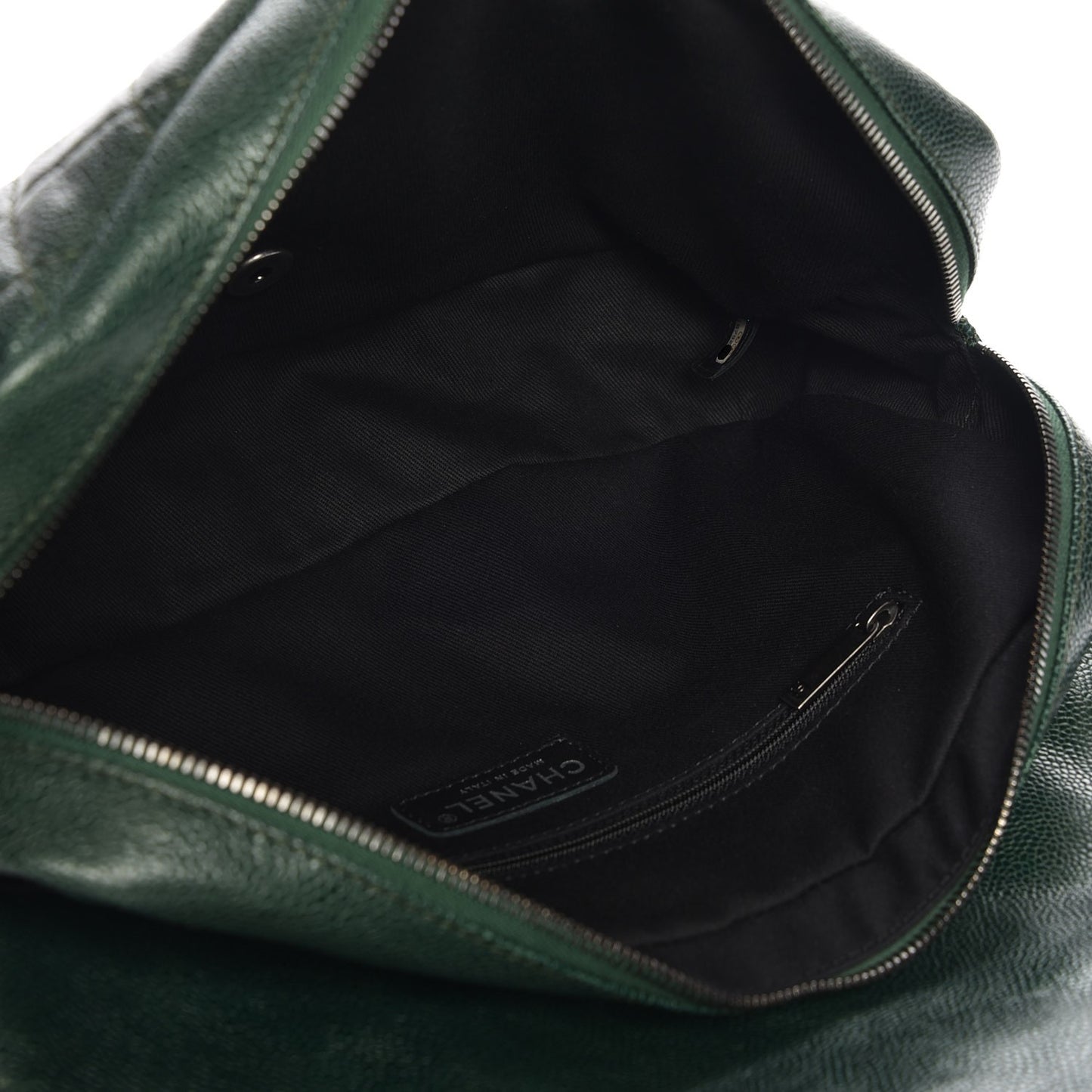 Iridescent Caviar Quilted Large Chic Flap Dark Green