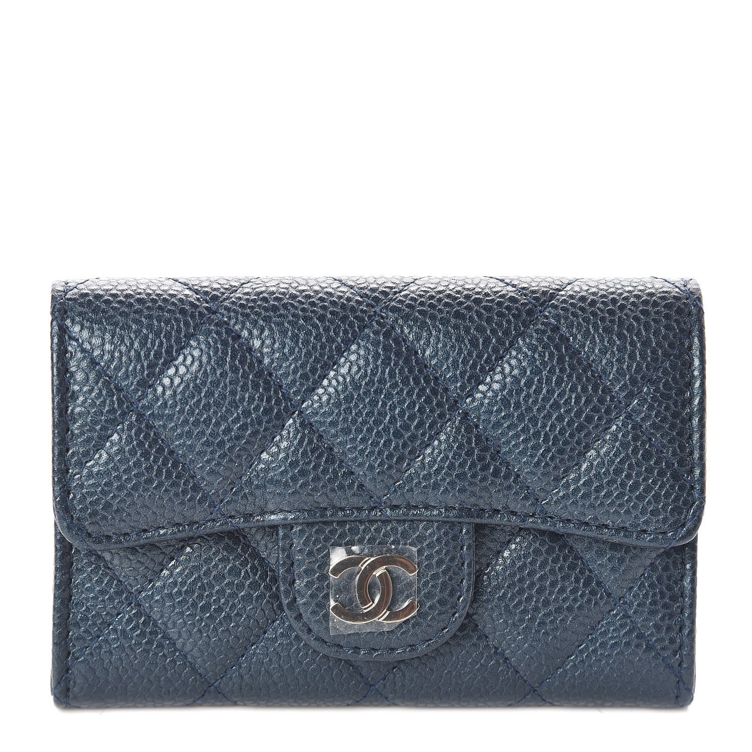 Chanel Iridescent Caviar Quilted Flap Card Holder Dark Blue 1 of 8