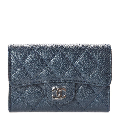 Chanel Iridescent Caviar Quilted Flap Card Holder Dark Blue 1 of 8