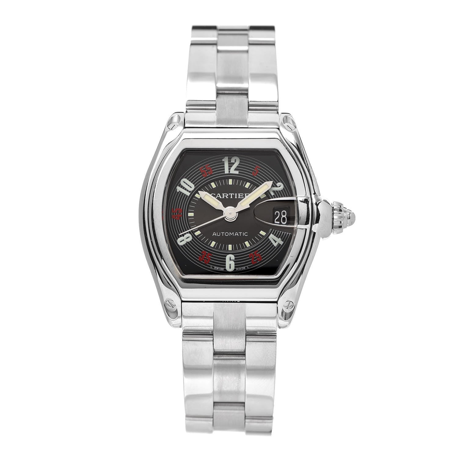 Cartier Stainless Steel 37mm Roadster Automatic Watch Black 1 of 6