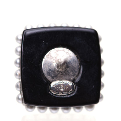 Chanel Resin Pearl Square CC Earrings Black 6 of 8