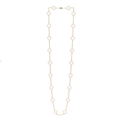 Van Cleef & Arpels 18K Yellow Gold Rock Crystal 20 Motifs Vintage Alhambra Necklace 3 of 6