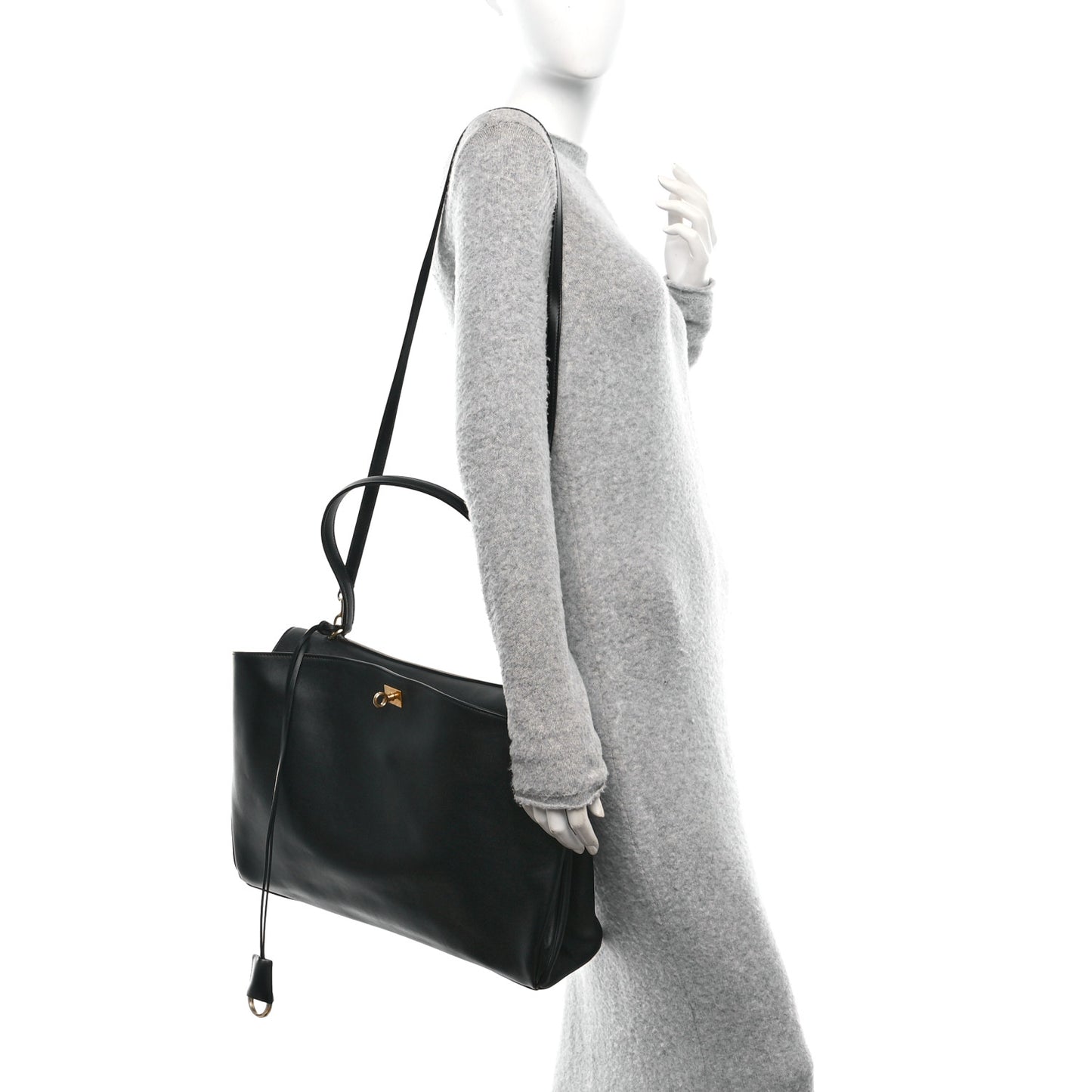 Smooth Calfskin Large Rodeo Top Handle Handbag Black